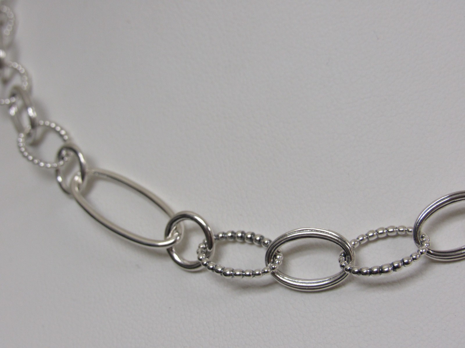 Designer LAGOS Sterling Silver Signature Caviar Smooth and Fluted Link Necklace