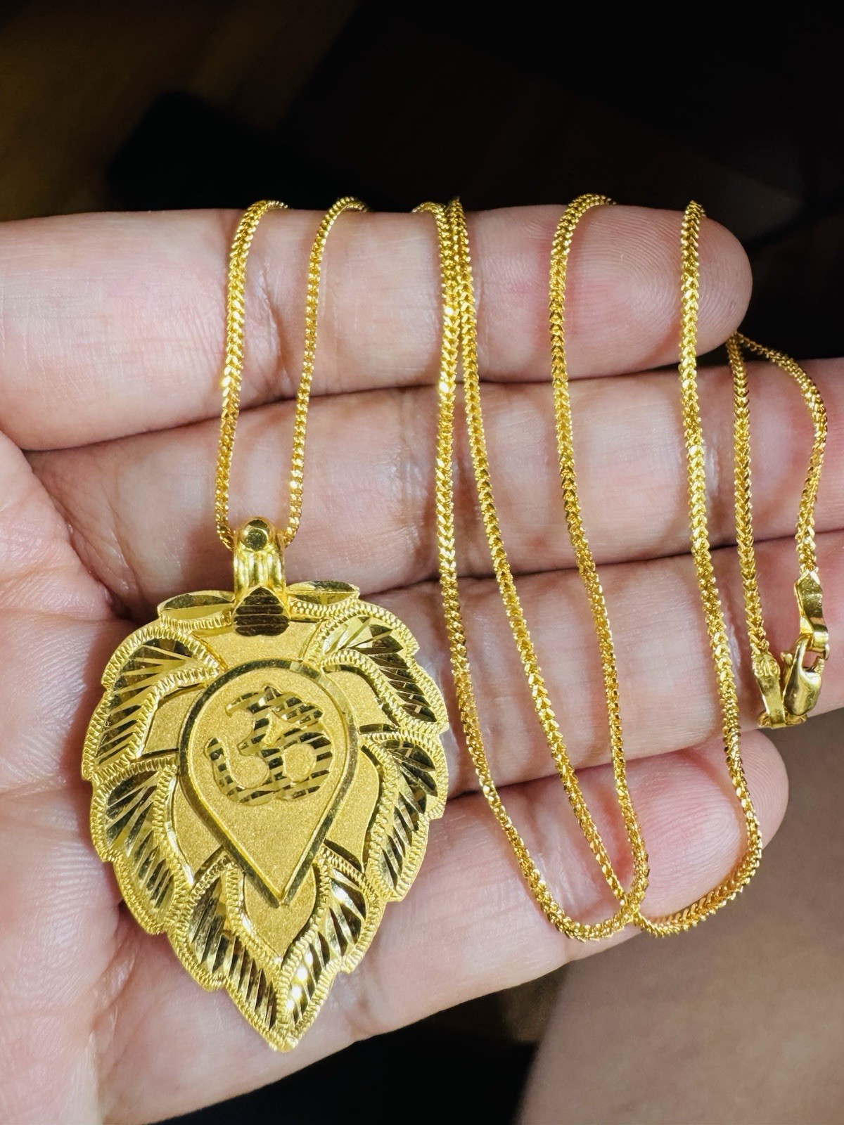 22K 916 22C Real Genuine Gold 20” inch Heart Sikh Necklace 11.1g 1.5mm