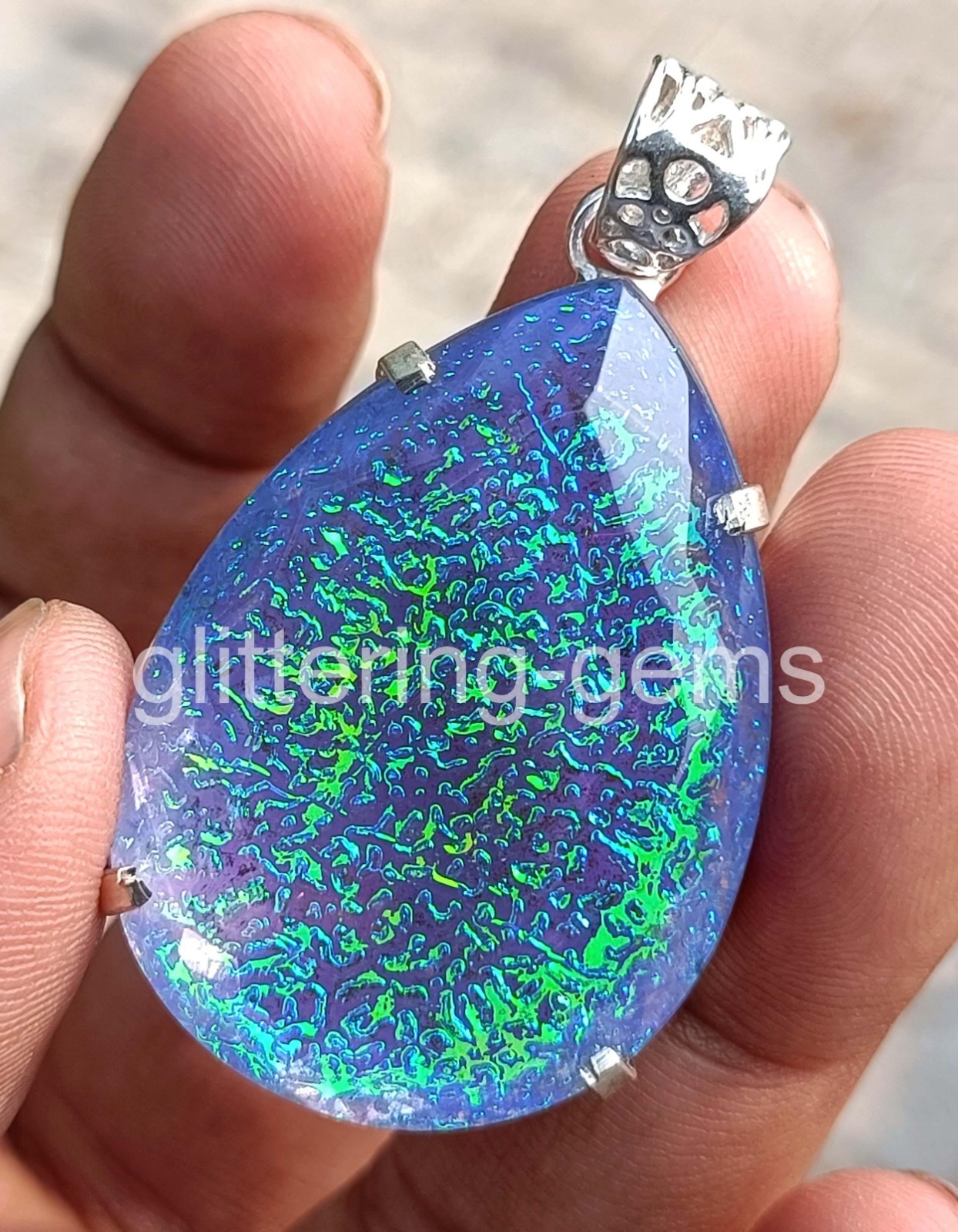 123.00 CT Natural Ammolite Pear Shape 925 Silver Pendant Free Chain IGL 6FHO