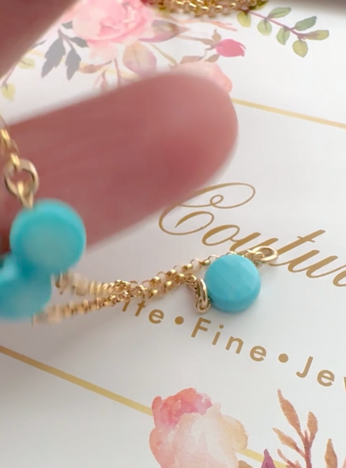 ❤️ NEW RARE 14K YELLOW GOLD SLEEPING BEAUTY TURQUOISE STATION NECKLACE 18″ – 16″