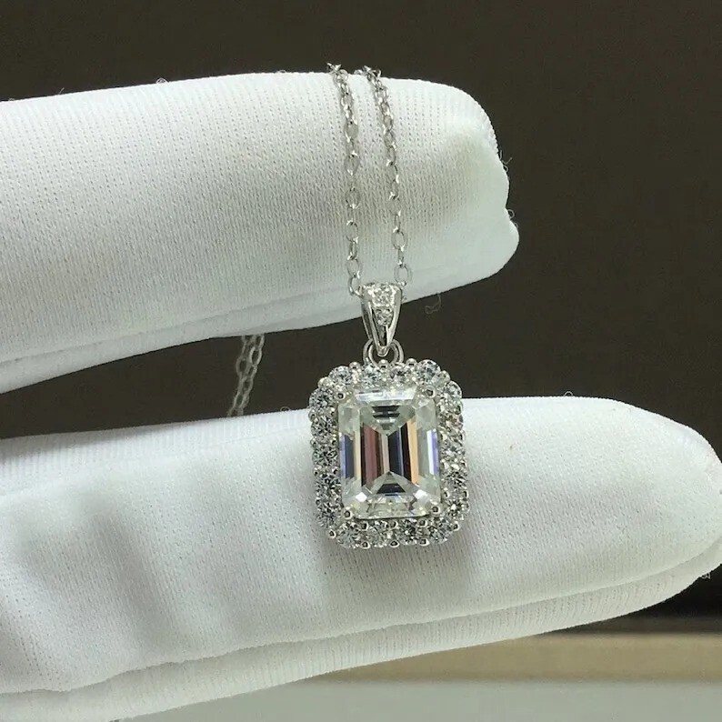 5.50 Ct Certified Off White Treated Diamond Solitaire Pendant in 925 Silver