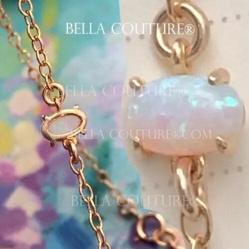 $599 NEW COUTURE OVAL OPAL 18K YELLOW GOLD CHAIN NECKLACE CHARM PENDANT 18″ 16″