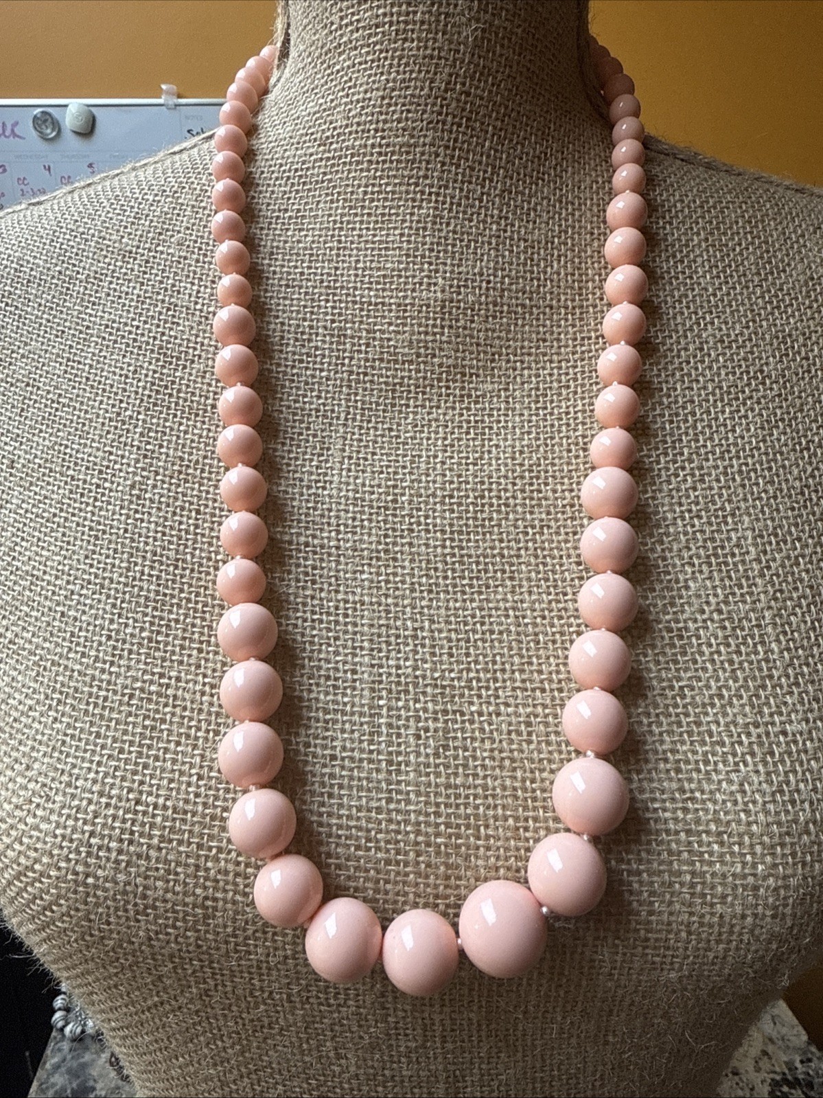 Lovely Peach Plastic Graduated Beaded Necklace
