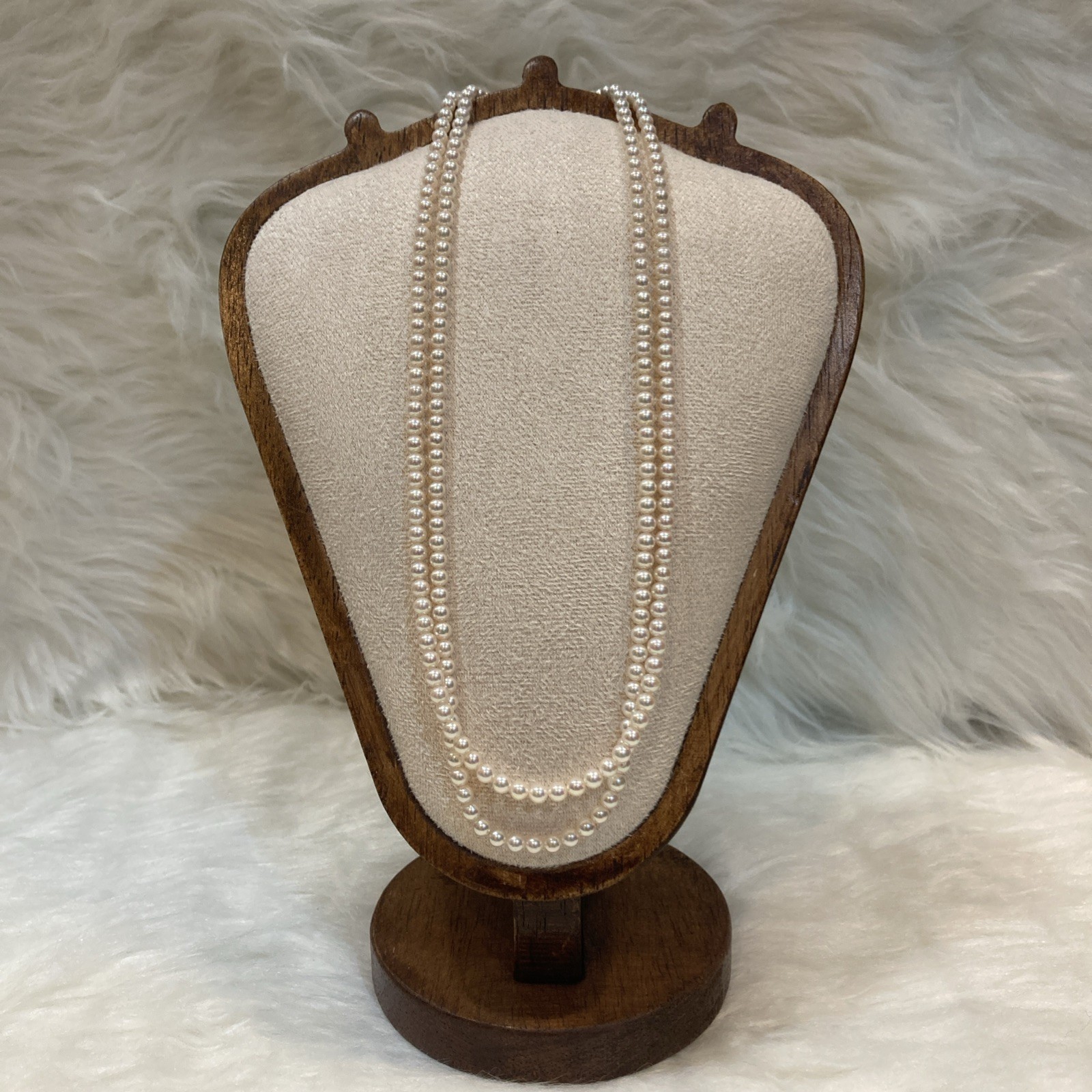 Japanese Akoya Baby Pearl Double Strand Necklace 3.6–4mm Silver Clasp