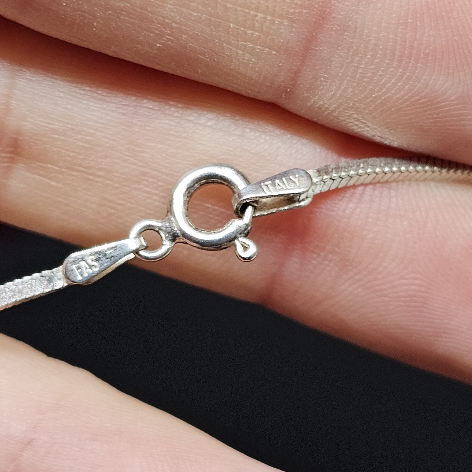FAS 925 Sterling Silver Shiny Chain Necklace 18″ Long ITALY