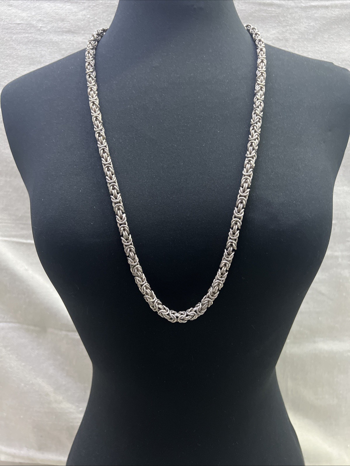 Sterling Silver 7.5mm Thick Byzantine Link Chain Necklace 78.6g /32in