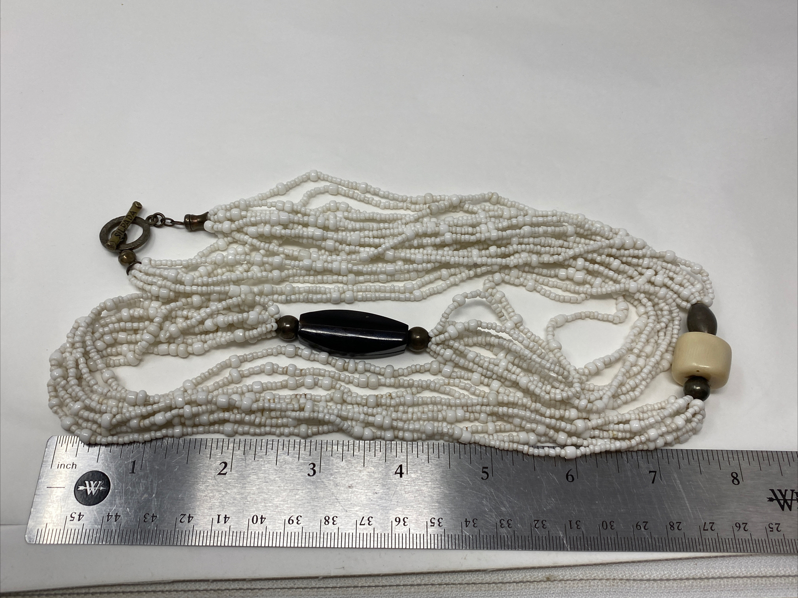 Retired Silpada Bamboo Coral ~ Seed Beads & Black Pen Shell 36″ Necklace N1573