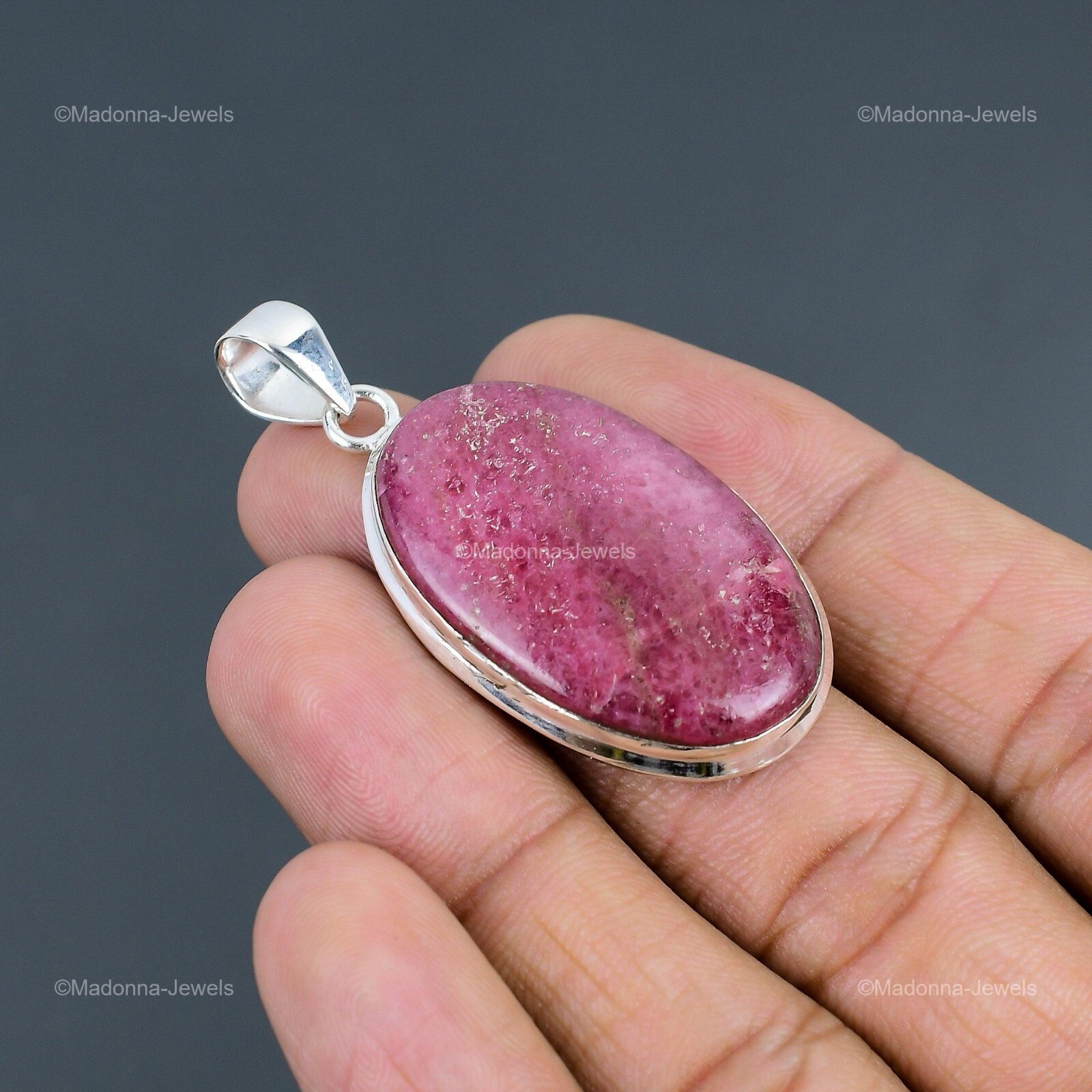 Rhodonite Gemstone Wedding Bezel Anniversary Pendant Jewelry 925 Sterling Silver