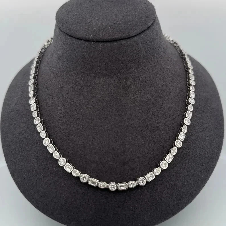 15 Ct Multi Shape Lab Created Diamond Tennis Bracelet 14k White Gold Plated