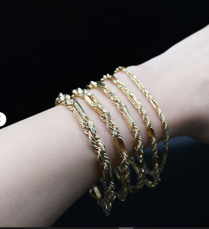 14k Yellow Gold 26″ 3MM Solid Milano FIGAROPE Link Chain/Necklace 21 Grams