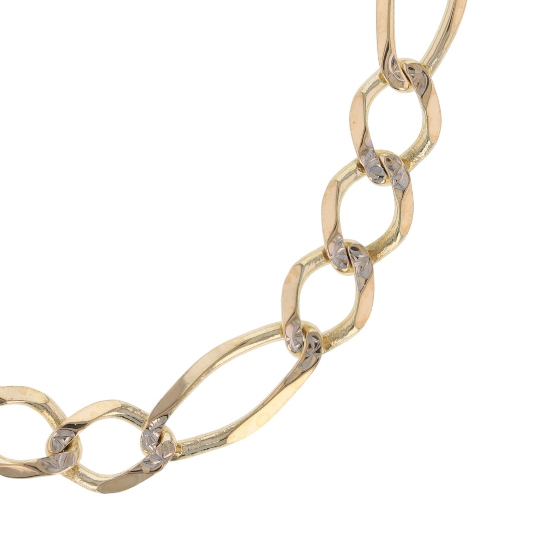 5.7mm Diamond-Cut Figaro Link Chain 24″ Necklace 10k Multi-Tone Gold 15.93 Grams