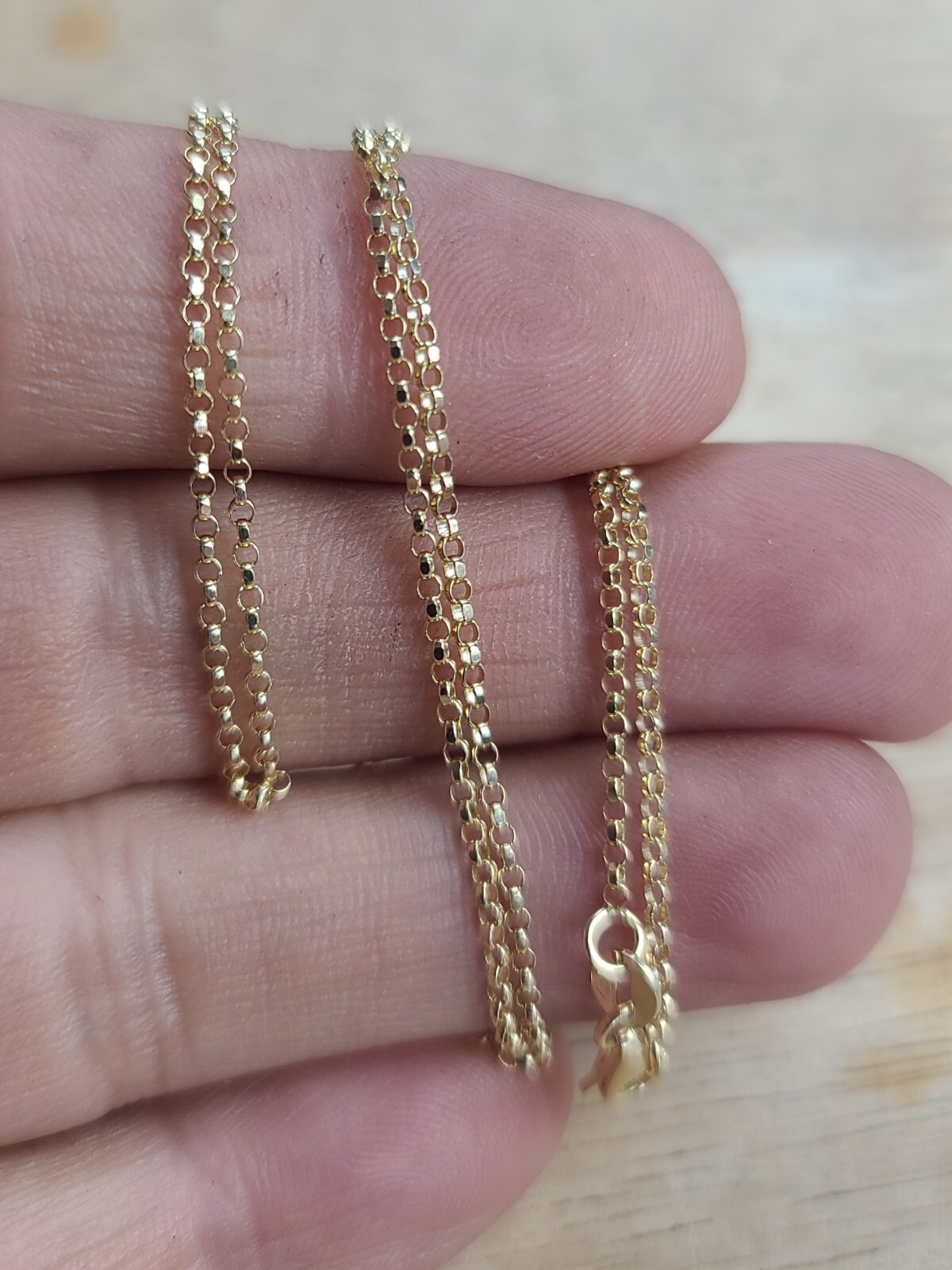 New 14k Solid Yellow Gold Cable Chain 19.5″ Necklace 1.4mm Signed CX 2.55g