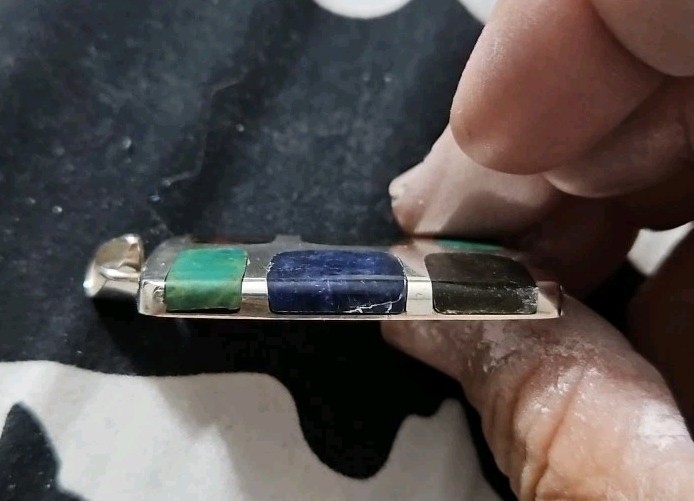 Sterling Silver .925 Pendant Multi-Color Gemstone Malachite Onyx Tiger’s Eye