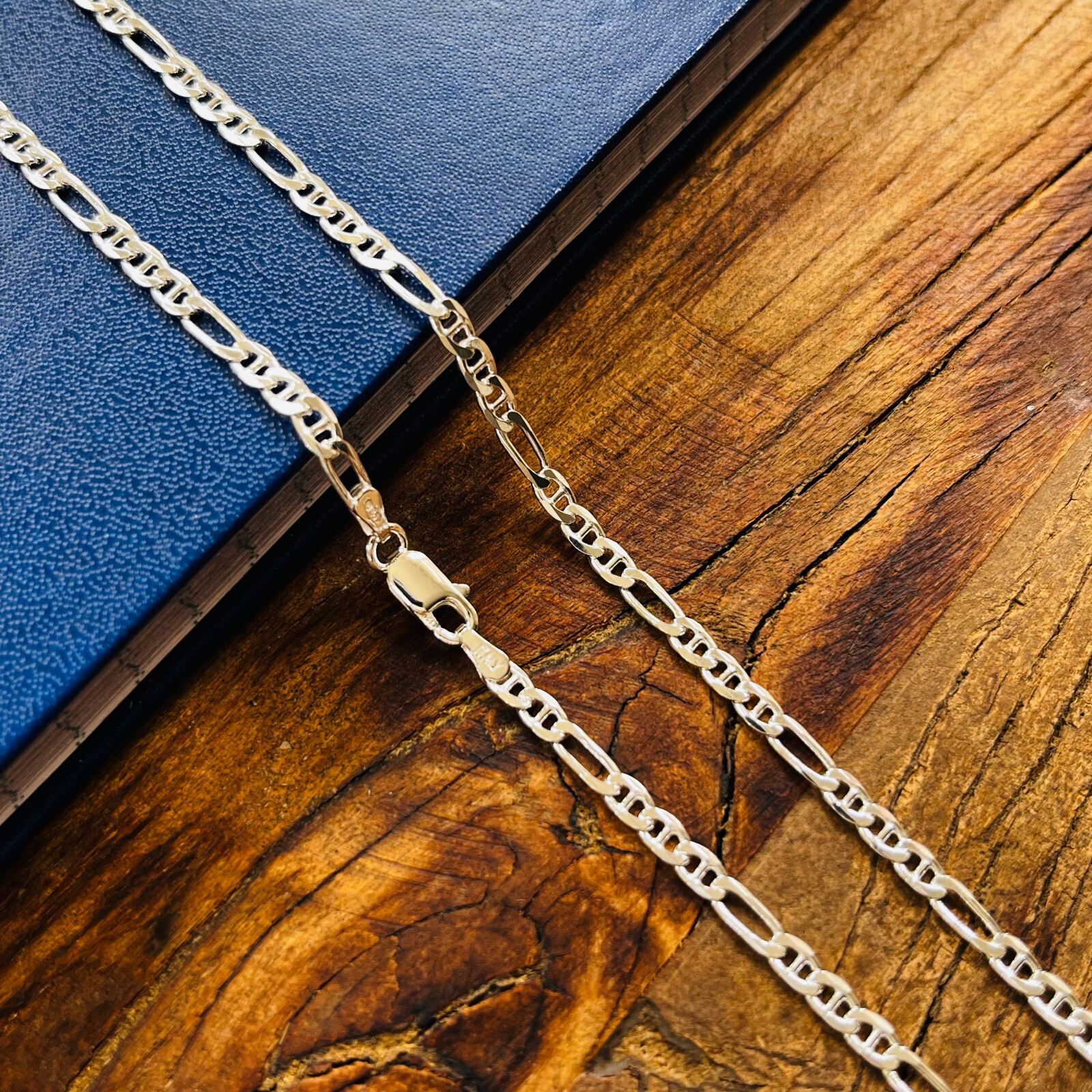 Real Solid Sterling Silver Figarucci Mens Boys Chain Bracelet or Necklace
