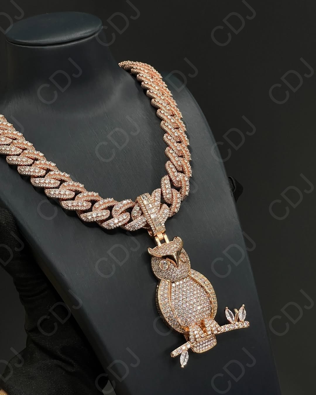 Wedding Bust Down Genuine Moissanite Gift For Him Owl Charm Pendant 925 Silver