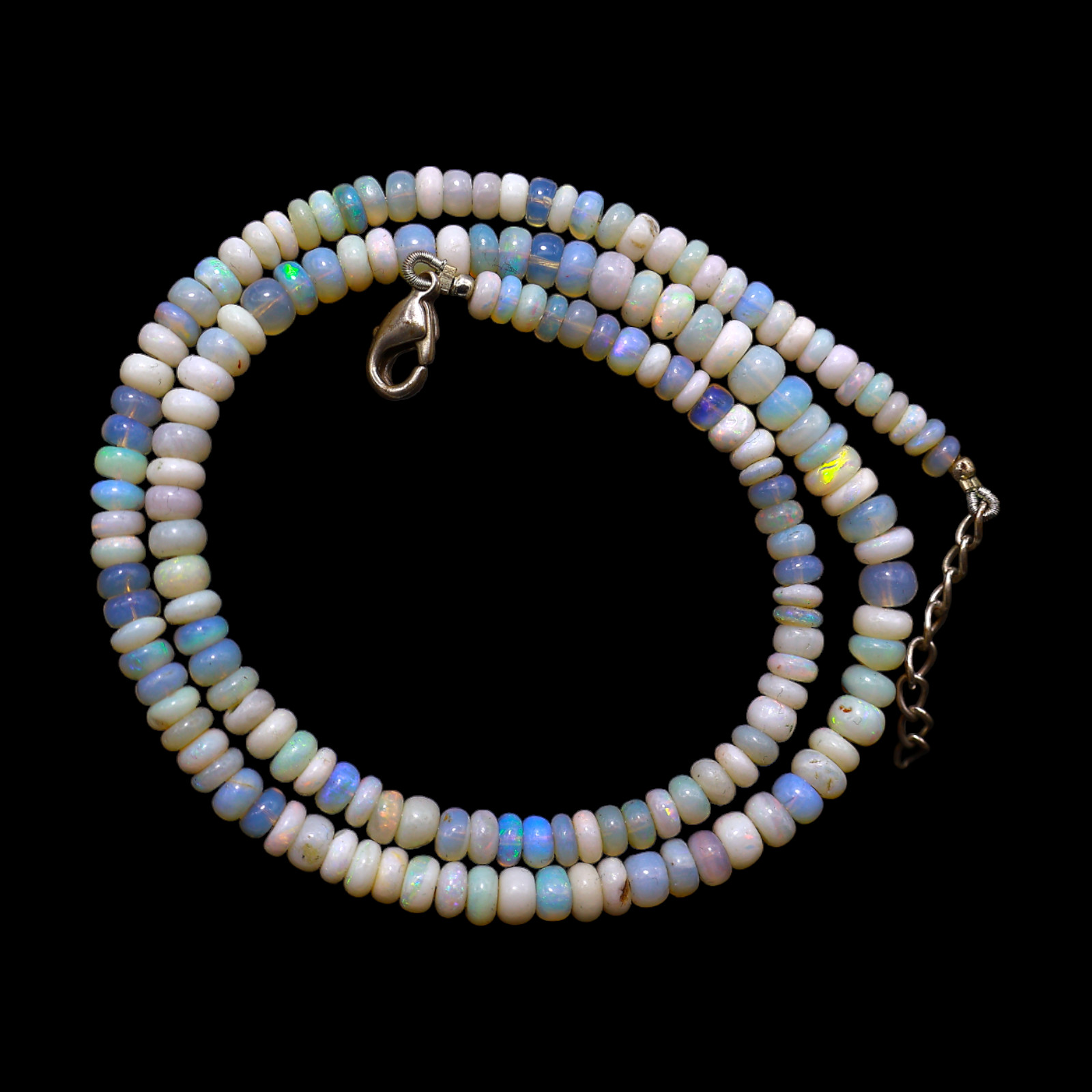 Smooth 4X5 MM Fire Opal Beaded Not Applicable Rondelle Handmade Unique Necklace