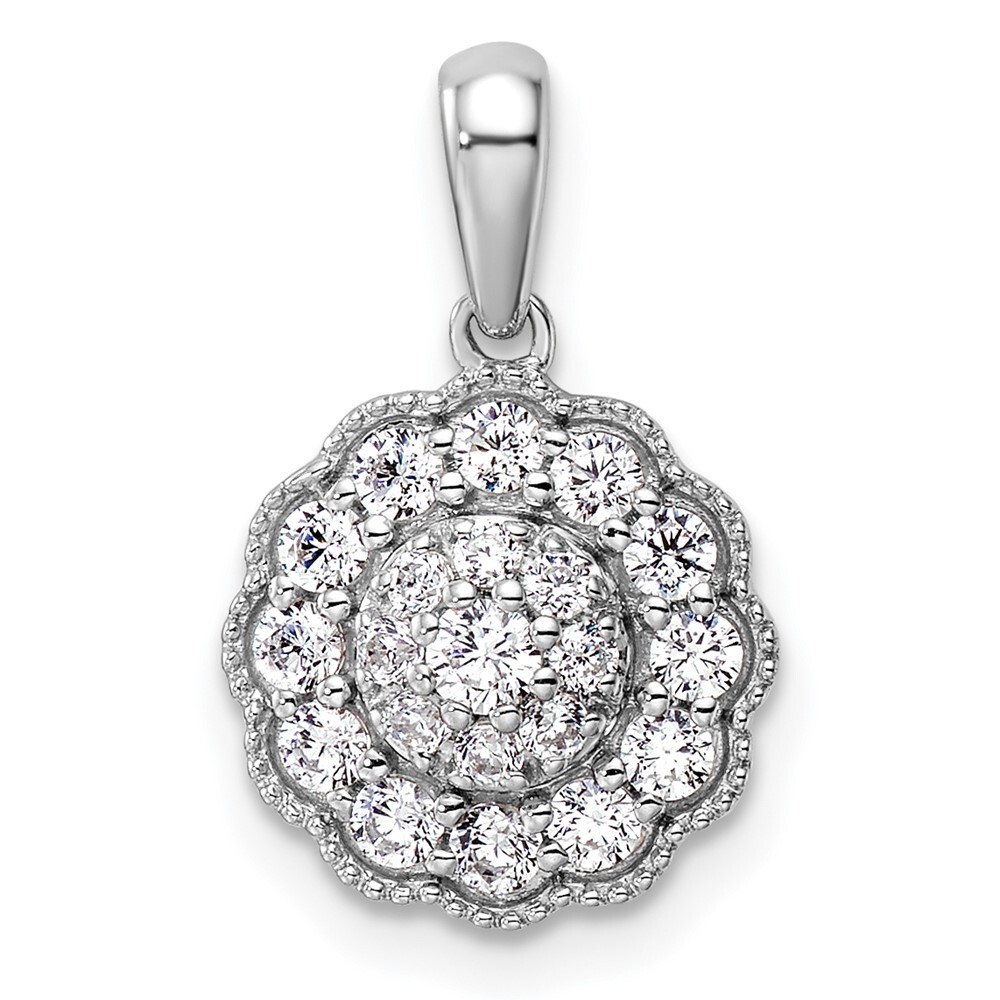14K White Gold Lab Grown Diamond Halo Pendant (VS/SI, G-H) for Mom