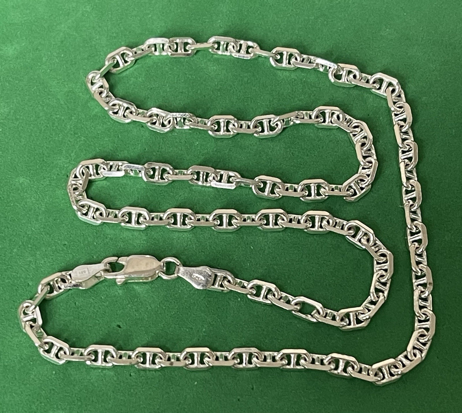 18” 4mm Italian Anchor Mariner Sterling Silver .925 Chain Necklace 14.7 Grams