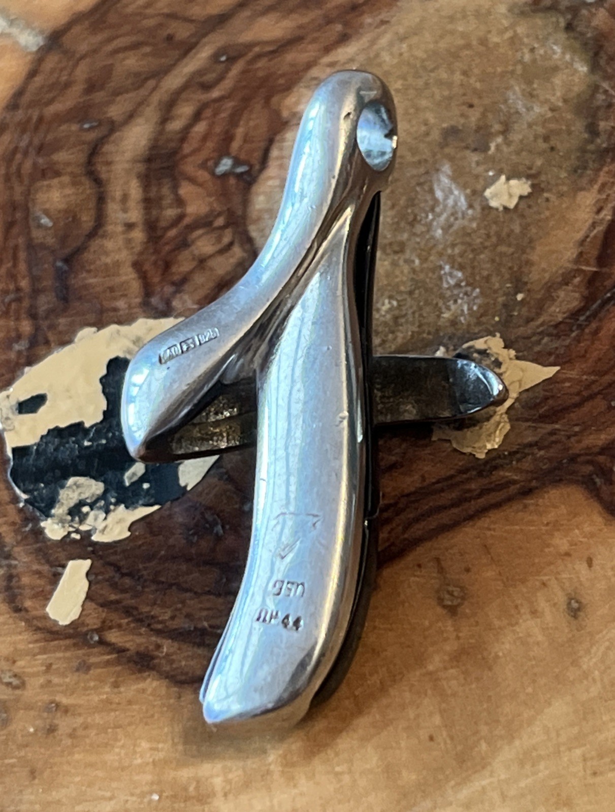 Sterling Silver 925 Early Plastic Pendant Marked CAO Indicating Made in Cyprus