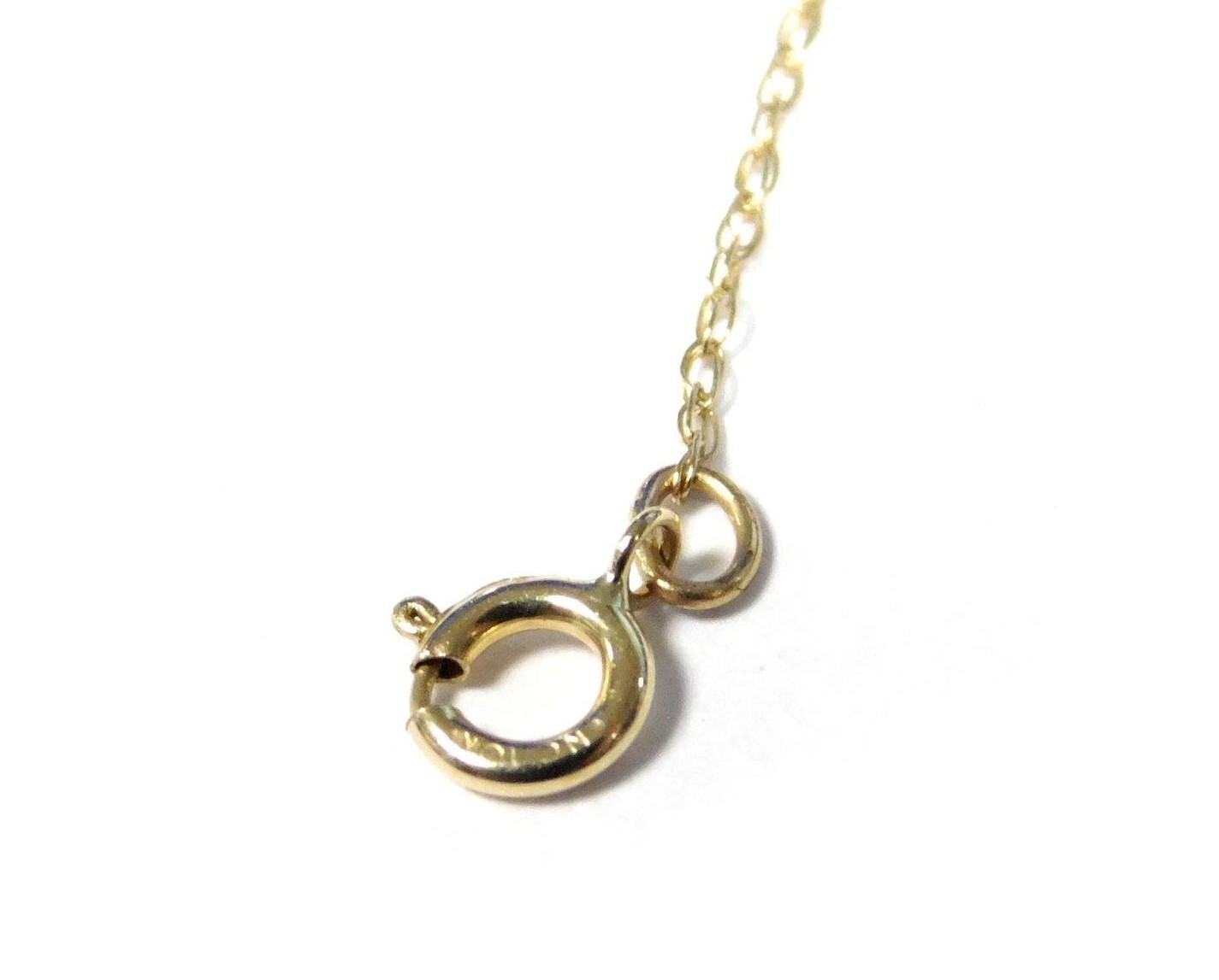 10K Yellow Gold & Diamond Heart Pendant Chain Necklace 18″ Very Fine Dainty
