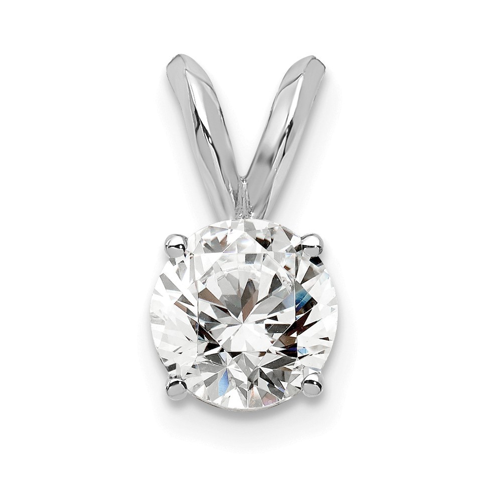 14k White Gold 1/2Ct Round Lab Grown Diamond Solitaire Pendant (VS/SI, G-H)