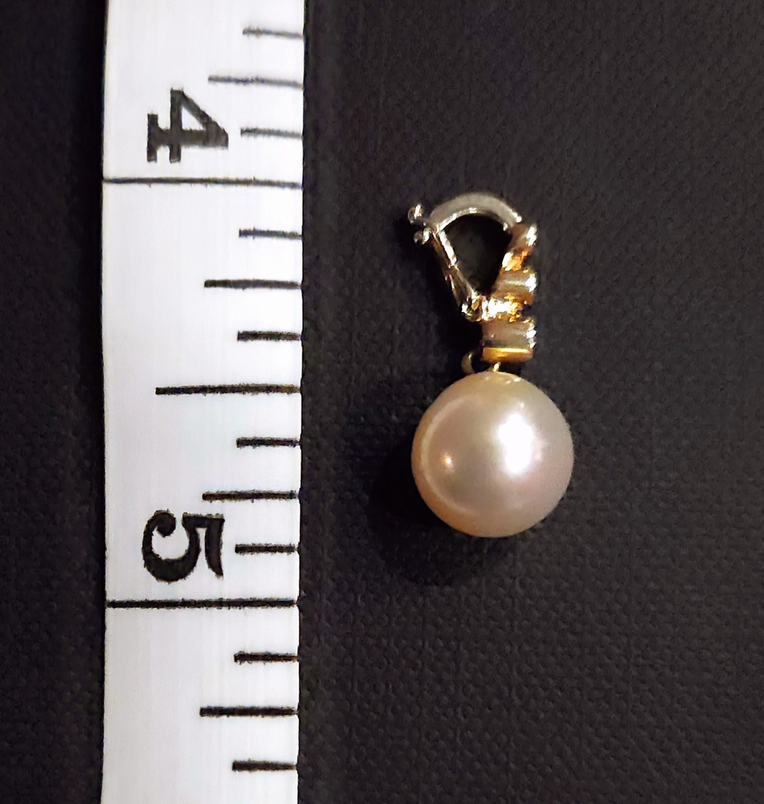 14k Yellow Gold South Sea Pearl & Diamonds Enhancer Pendant Locking Bail Estate