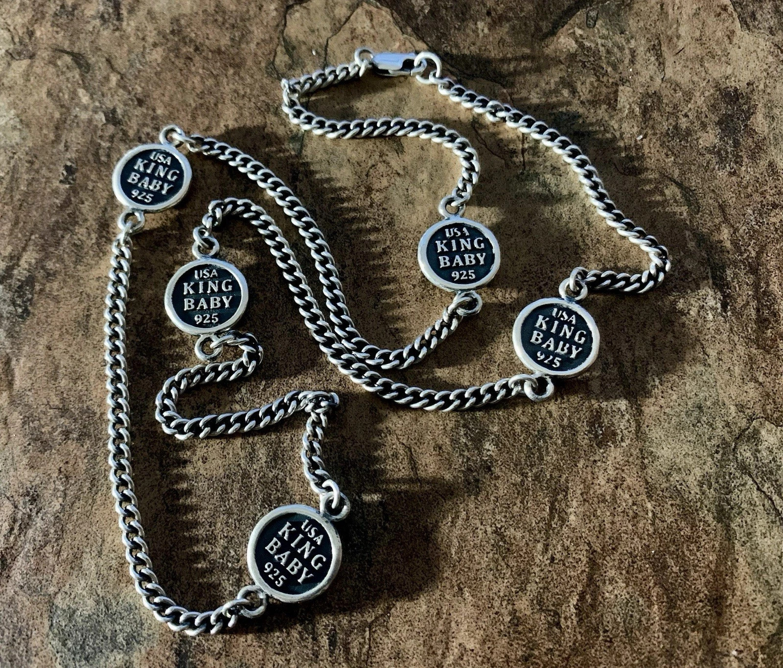 King Baby Studio Sterling Silver Five Station Heart Necklace 24”
