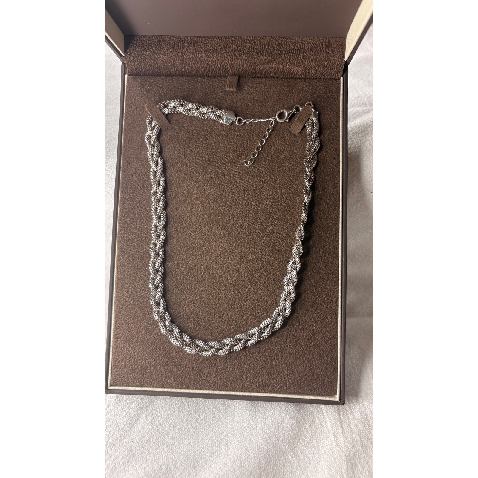 Jared Braided Popcorn Chain Necklace 925 Sterling Silver 16 Inch Woven Mesh