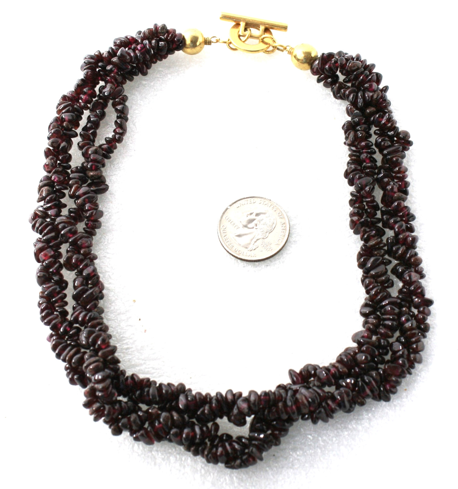 Multi-strand Natural Garnet Nuggets Necklace 18″ 138g