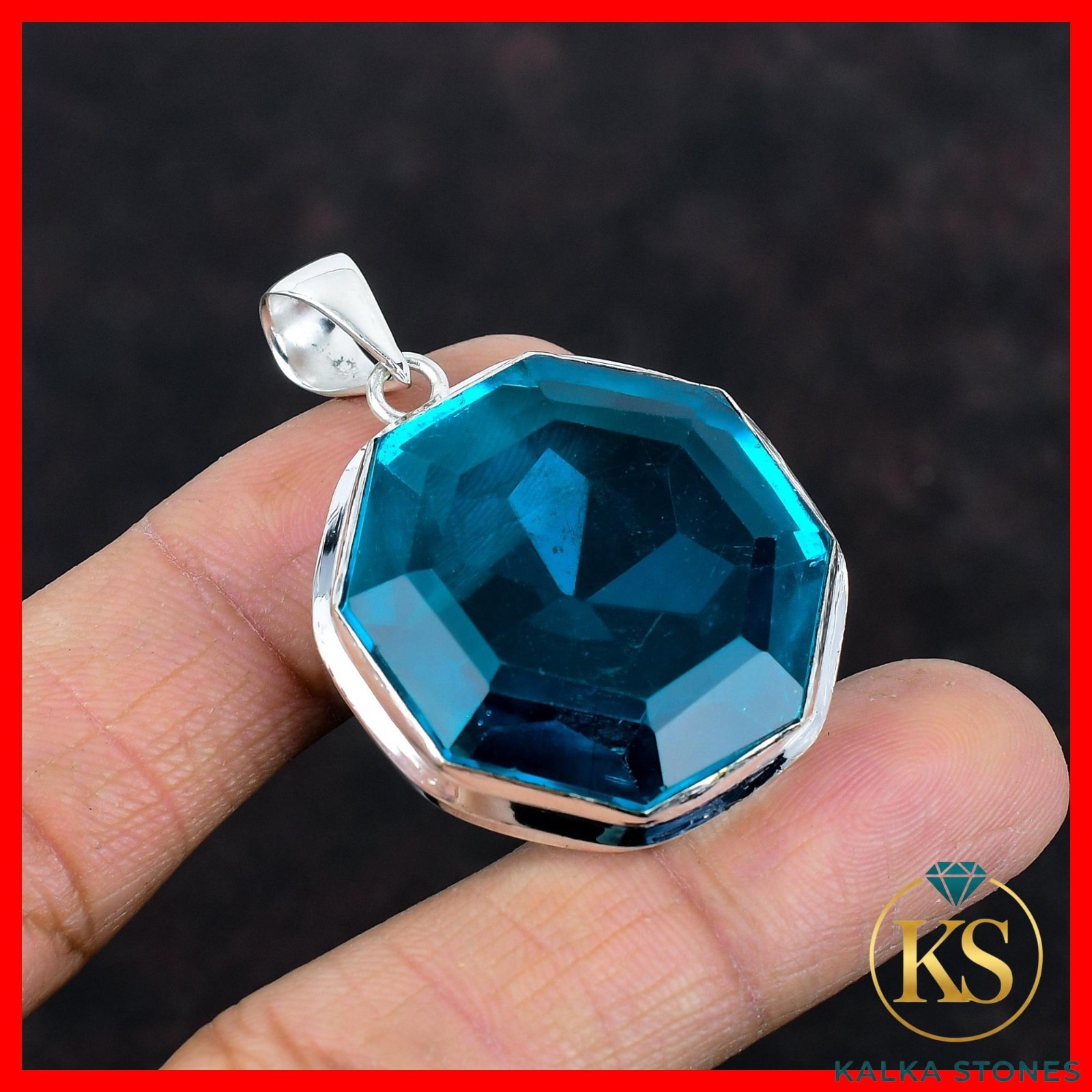 Octagon Natural Indicolite Wife Anniversary Birthday New Pendant Sterling Silver
