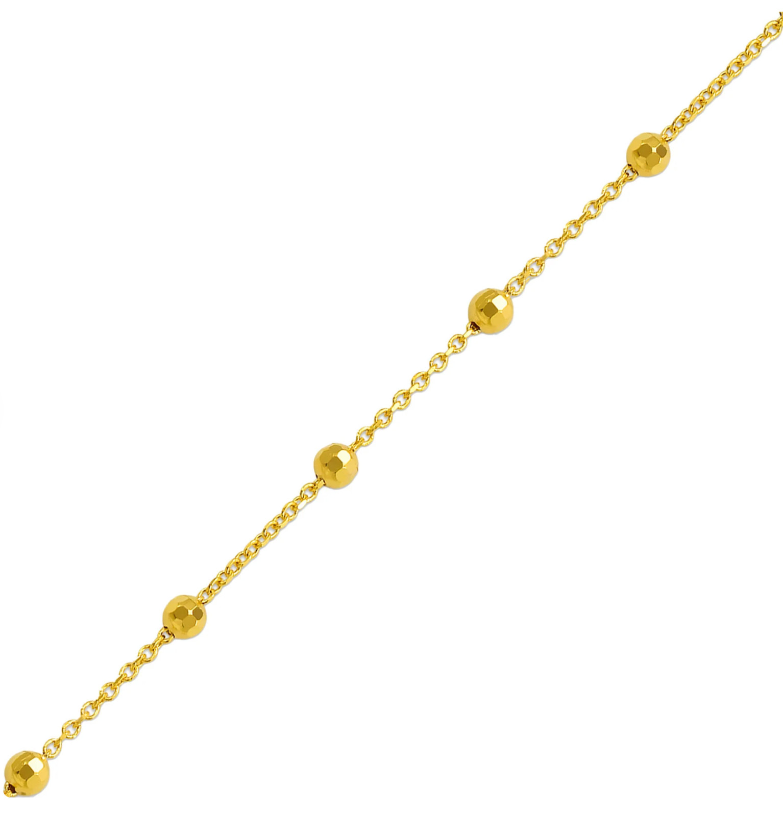 14k Real Solid Gold Bead Station Necklace Ball Beaded Rolo Chain 7″ 16″ 18″ 20″
