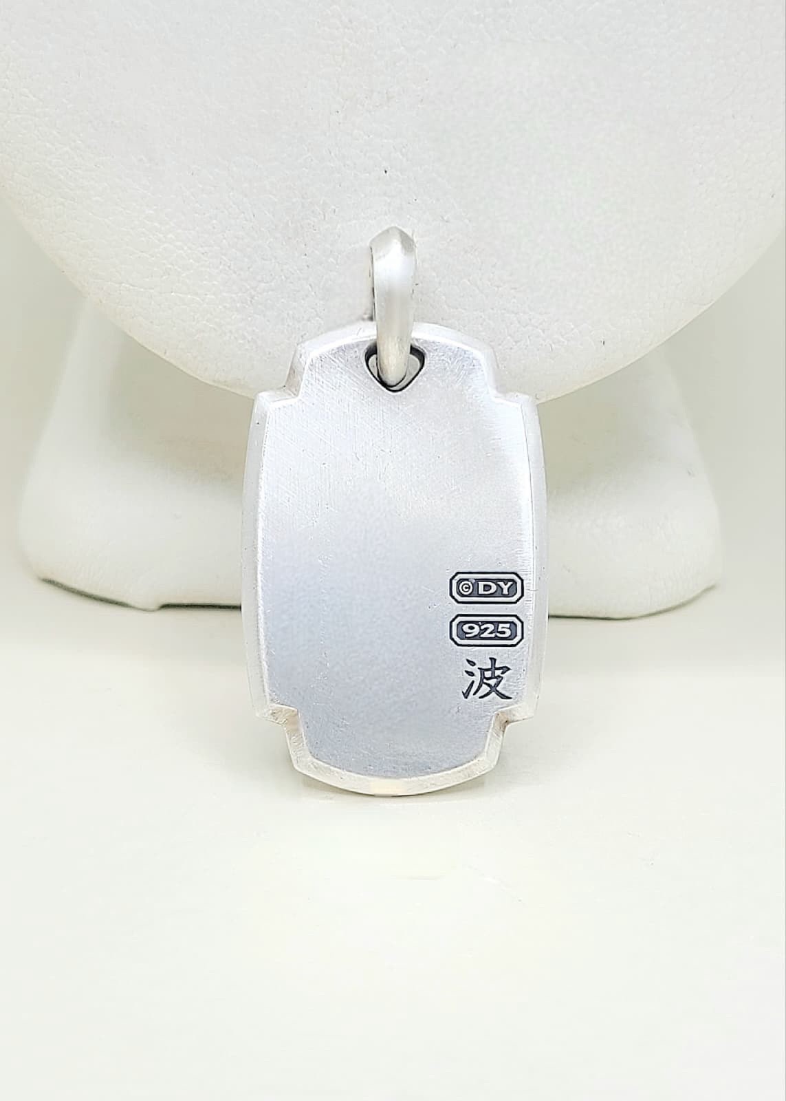 David Yurman Waves Tag Pendant With Pave Black Diamonds In Sterling Silver