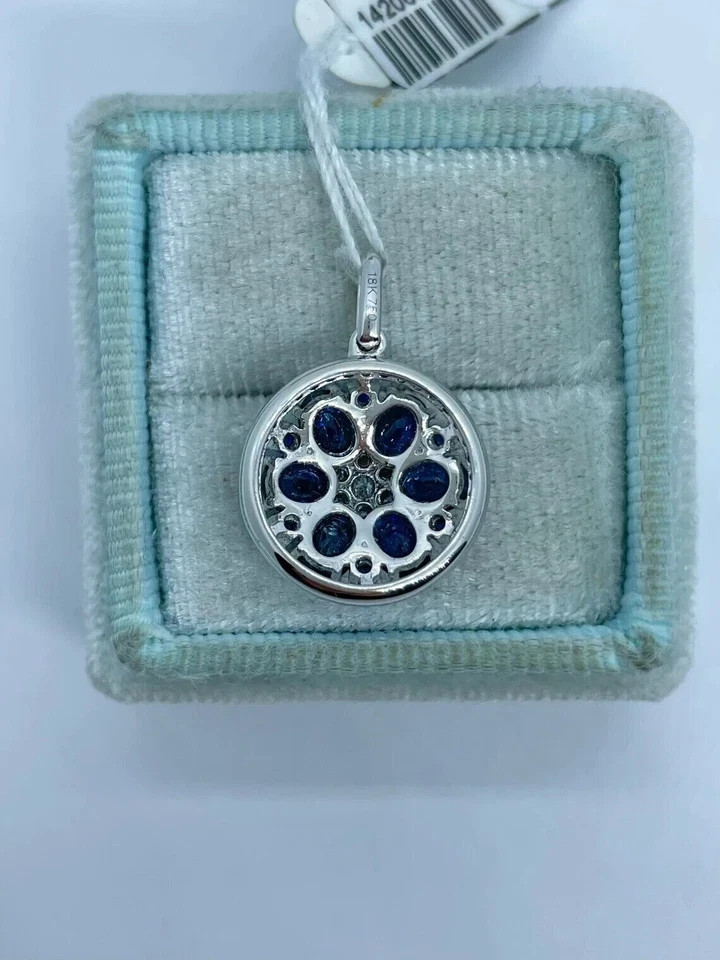 2Ct Lab Created Oval Blue Sapphire Pendant 14K White Gold Plated Free Chain