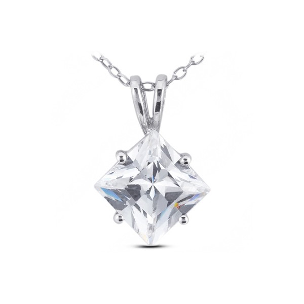 0.72ct H VS2 Radiant Natural Diamond Platinum Classic Solitaire Pendant
