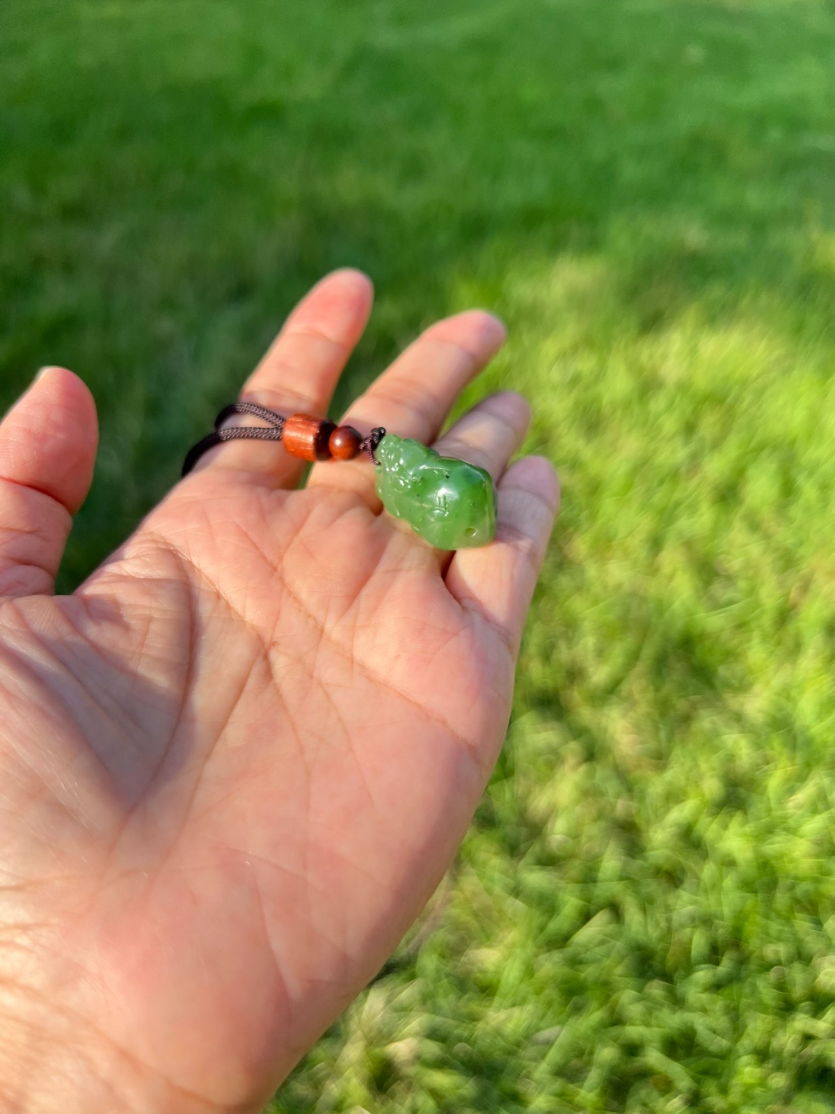 Adorable Genuine Natural Nephrite Jade Pixiu Pendant H182 3