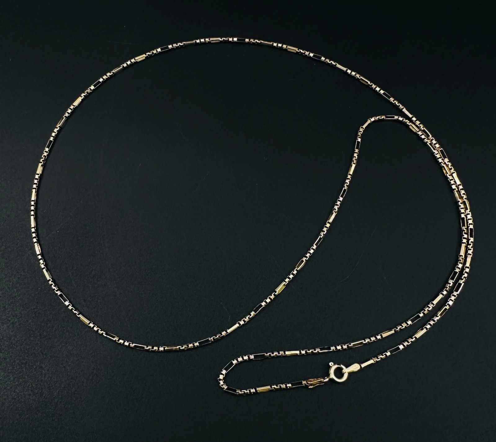 Solid 14K Yellow Gold Figaro Box Link Hybrid Chain Necklace 1.4mm, 24 1/2″, 5.6g