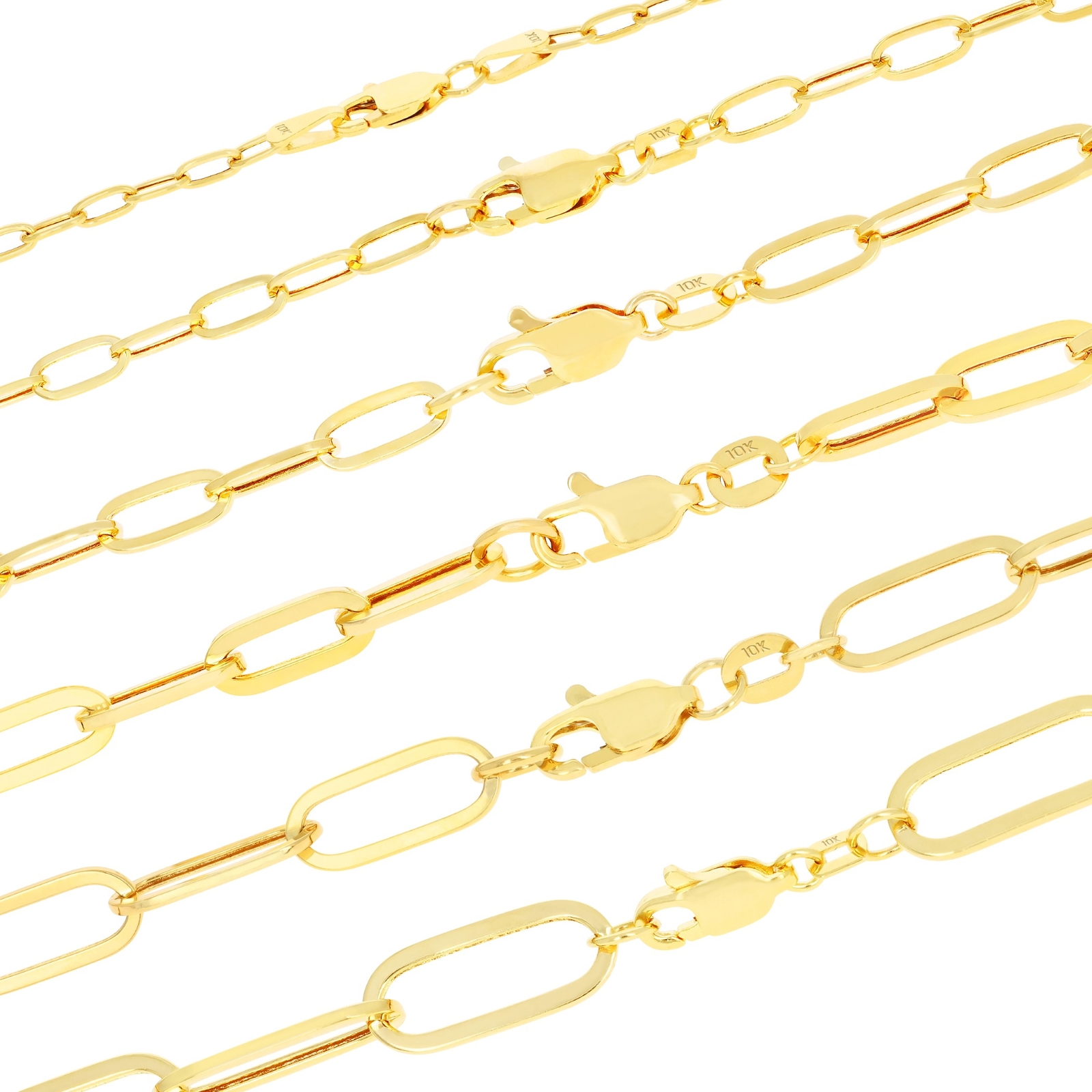 14k Yellow Gold Paperclip 2mm-7mm Chain Bracelet Necklace Mens Womens 7″-24″