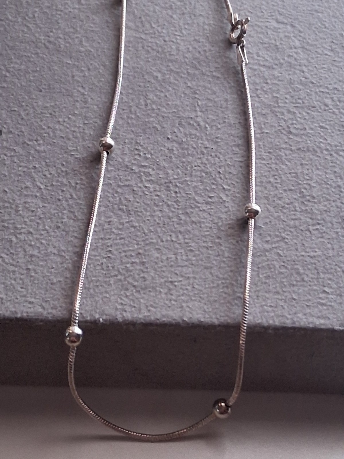 Sterling silver station bead necklace 18″, 925 Italy