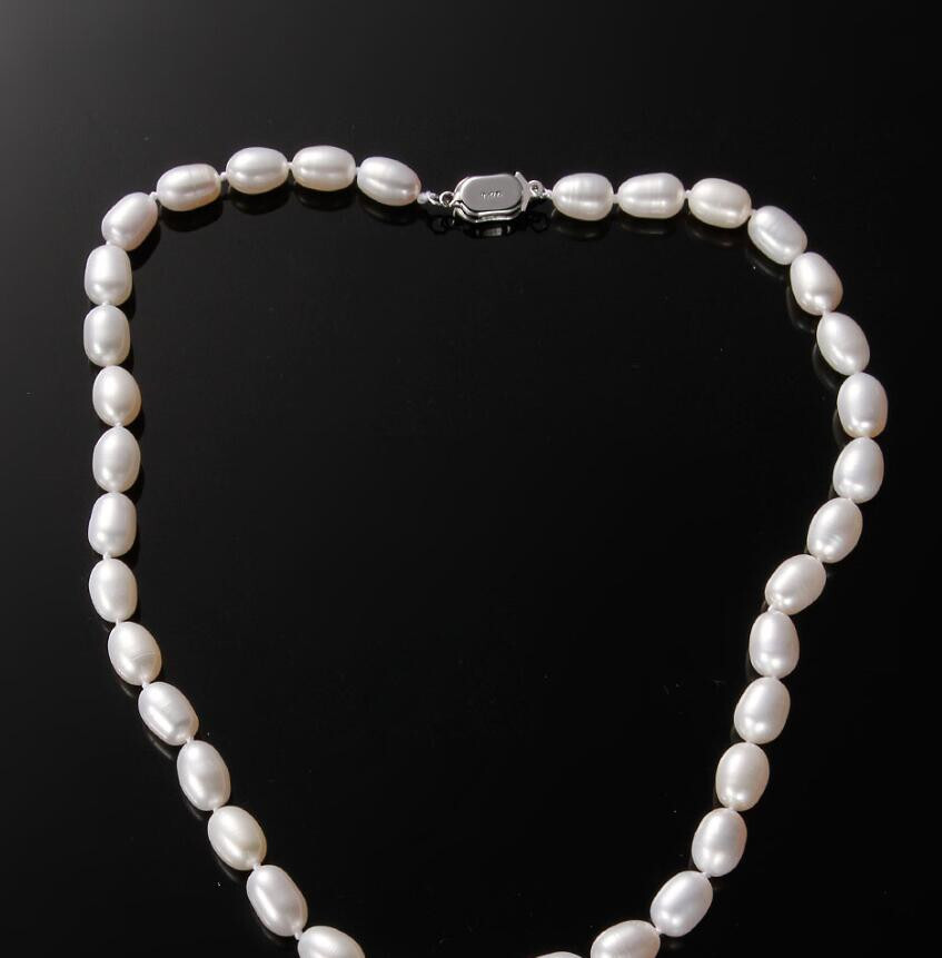 Single Strand AAA+ 7-8mm Natural Akoya White Real Pearl Necklace 18″ 925 Silver