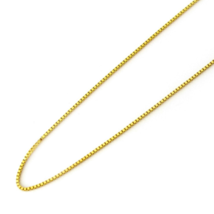 18K Solid Yellow Gold Lite Box Chain Necklace 16″,18″ or 20″