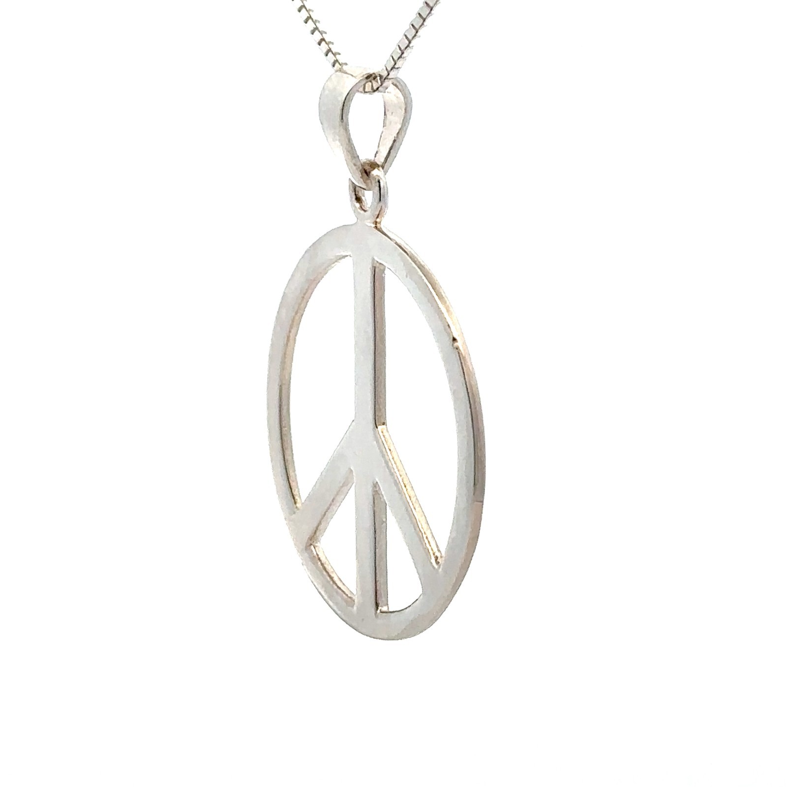 Sterling Silver Peace Sign Pendant (1 1/4 x 1 1/2 Inch)