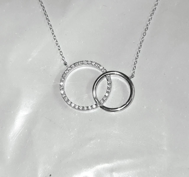1Ct Round Lab Created Diamond interlocking Circle Pendant 14k White Gold Plated