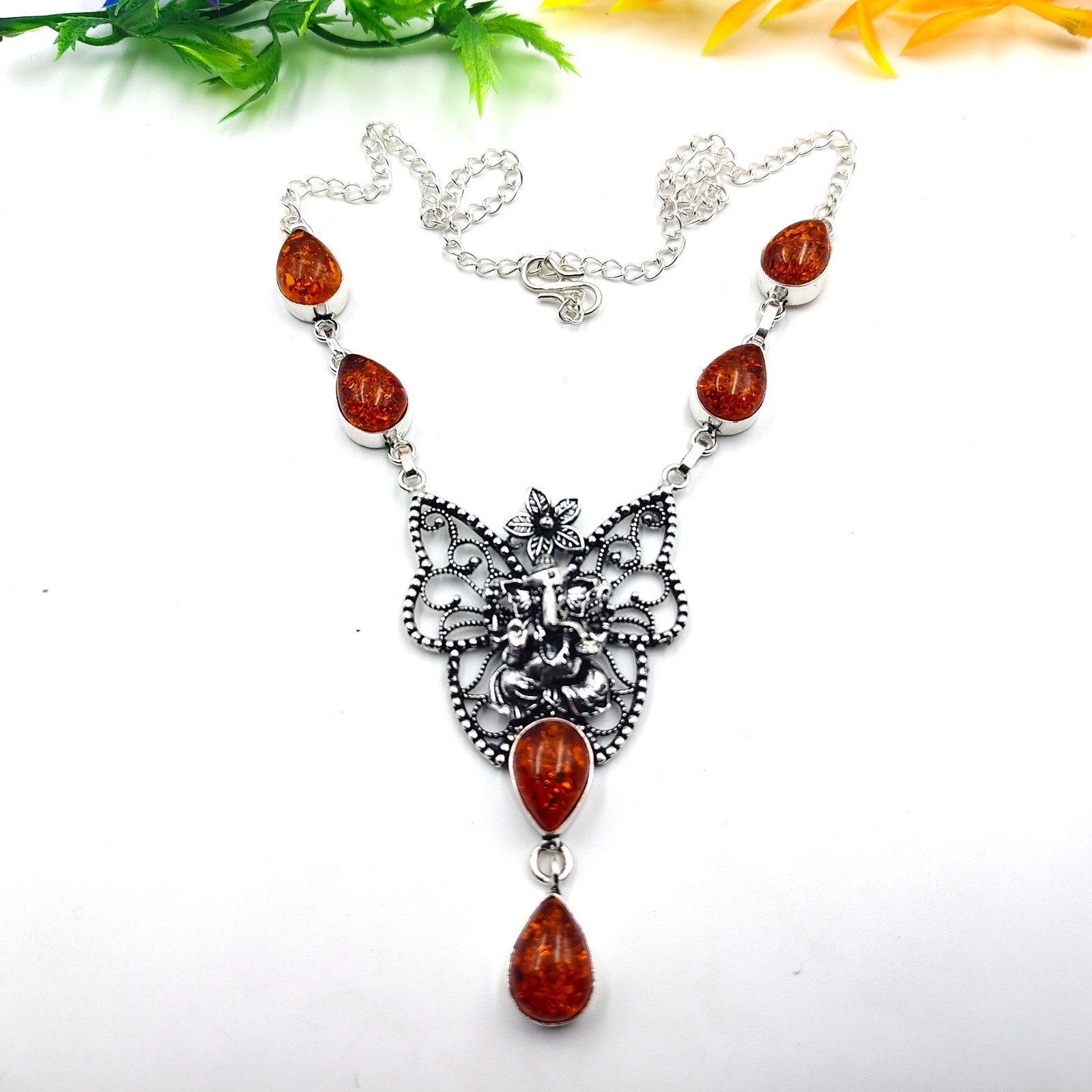 Baltic Amber Gemstone Handmade 925 Sterling Silver Jewelry Necklace Sz-17-18″