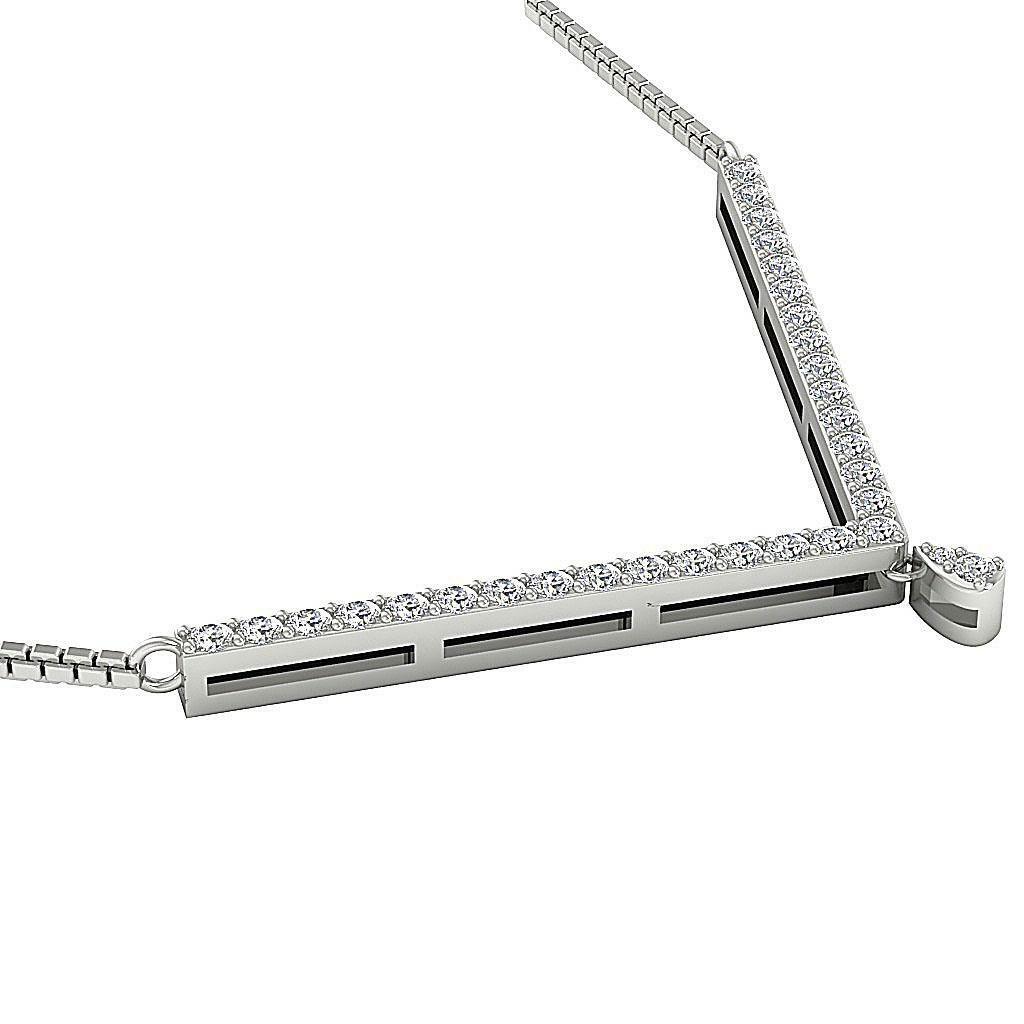 Fashion Pendant Necklace Natural Diamond I1 G 0.45 Carat 14K Rose Gold 0.85 Inch