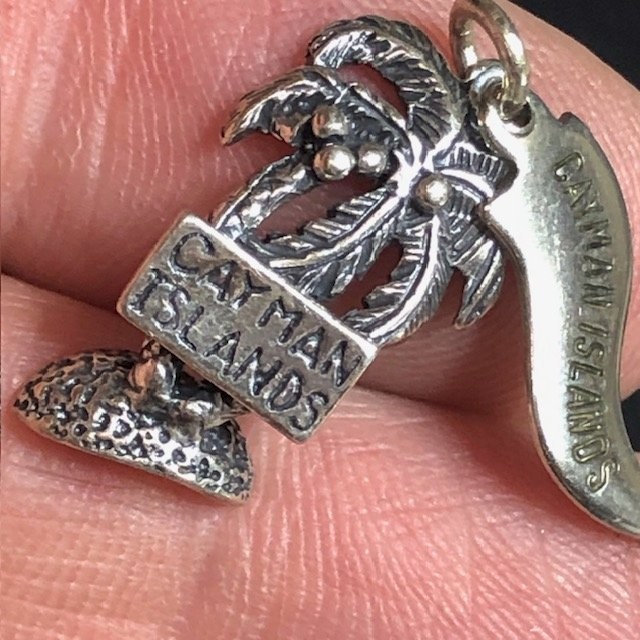 B3937 Cayman Islands Palm Tree Sterling Silver WM pendant Charm Tropical