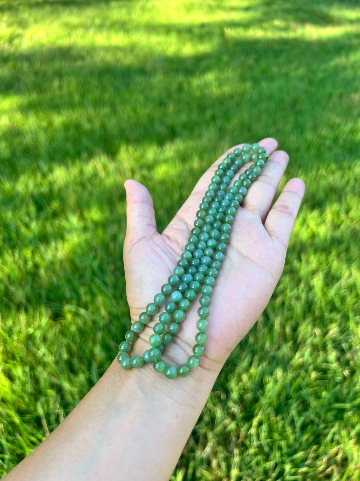 Cat’s-Eye 25″ Genuine Nephrite Jade 6mm Bead Necklace H408 b1