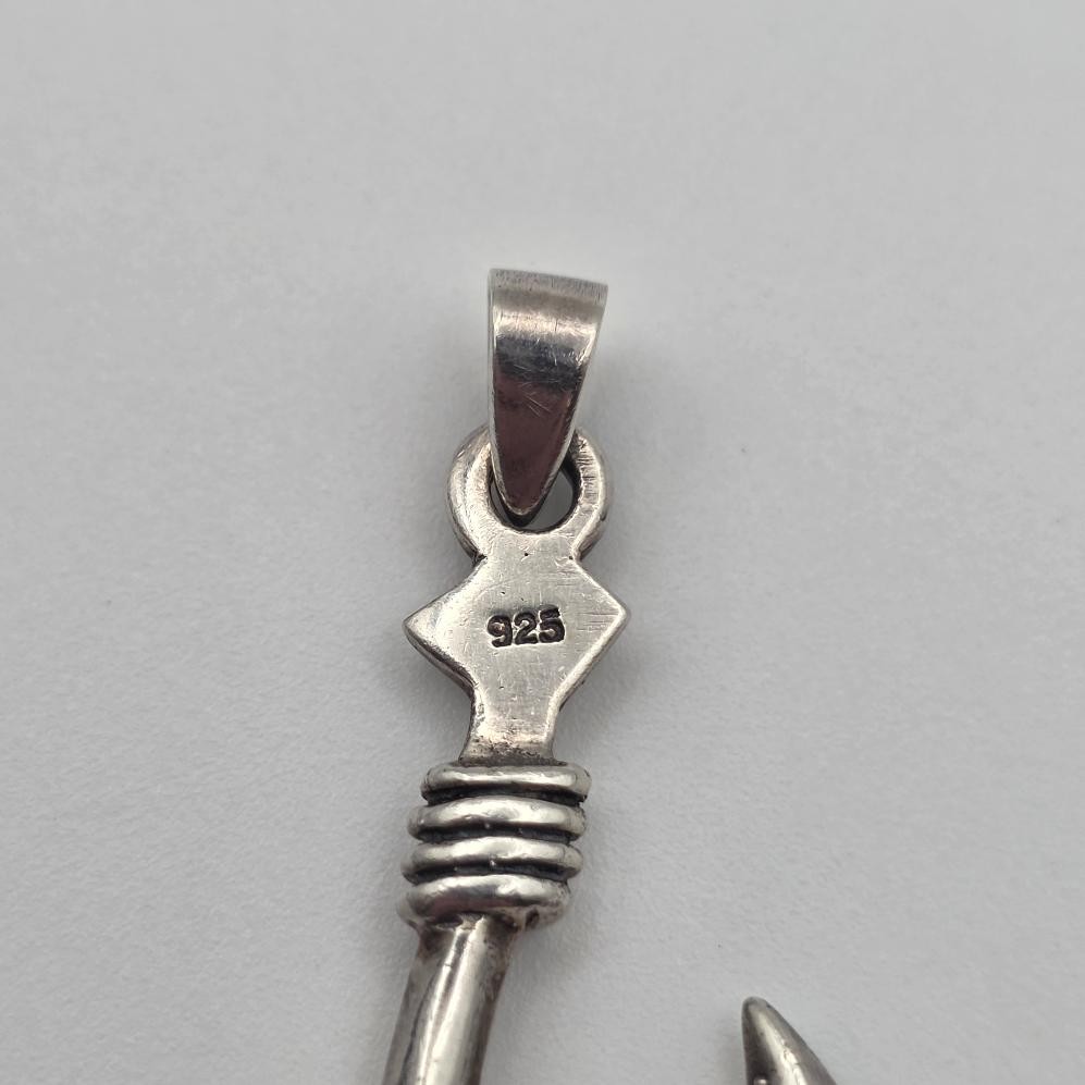 925 Sterling Silver Nautical Fish Hook Line Bait Fishing Fisherman’s Pendant