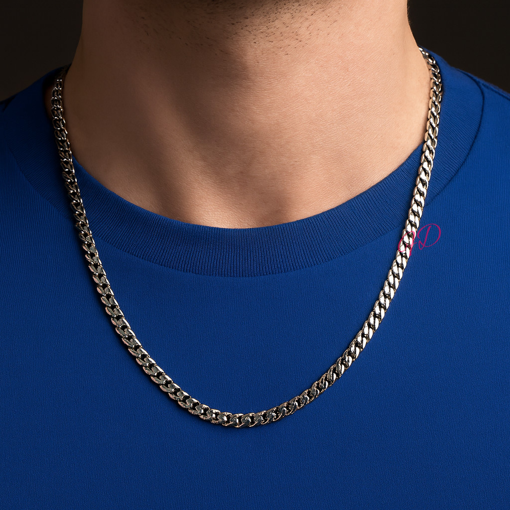 Width 6 MM 950 Platinum Mens Miami Cuban Chain Necklace Length 24 Inches