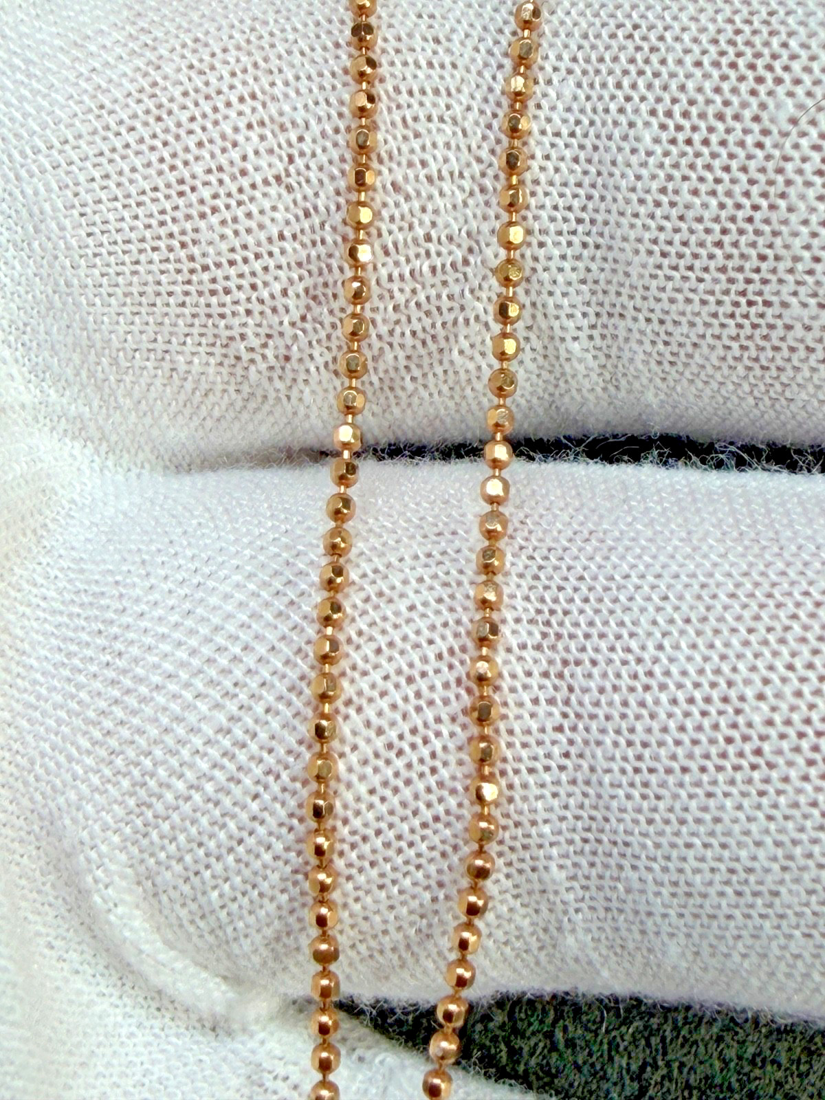 MILOR Italy 14k Yellow Gold Petite 1mm Faceted Ball Bead Chain Necklace 18 Inch