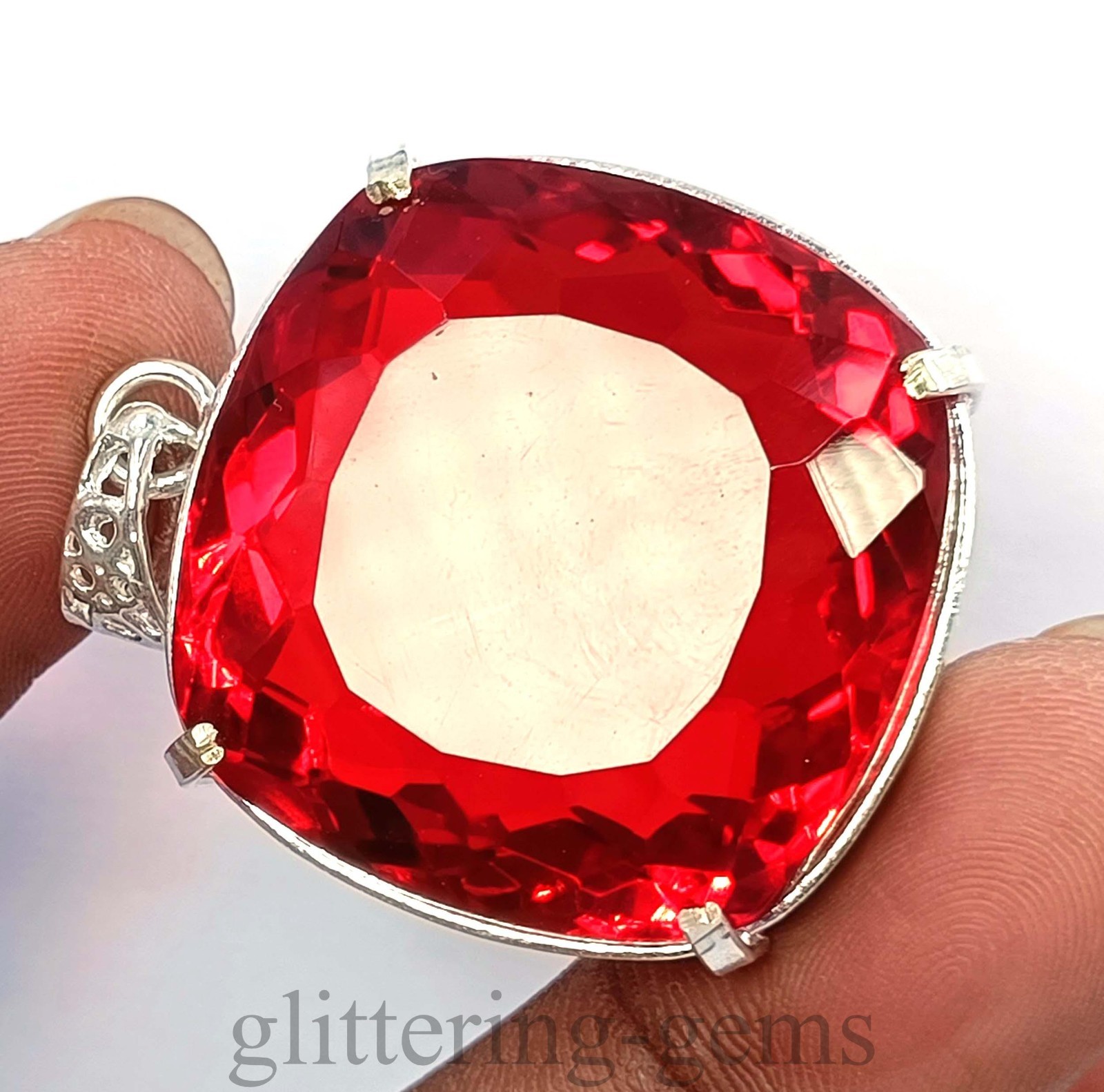 134.00 Ct Cushion Shape Natural Red Ruby IGL 925 Silver Pendant Free Chain 5DDP